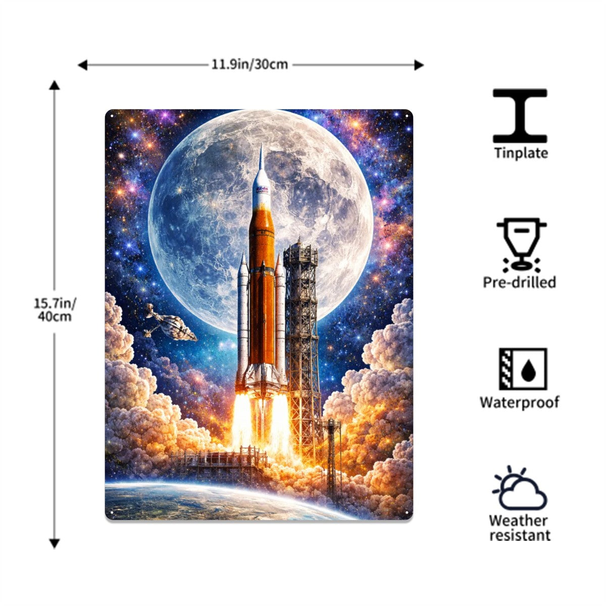 Tin Sign Metal Sign Decor Artemis Launch 2026