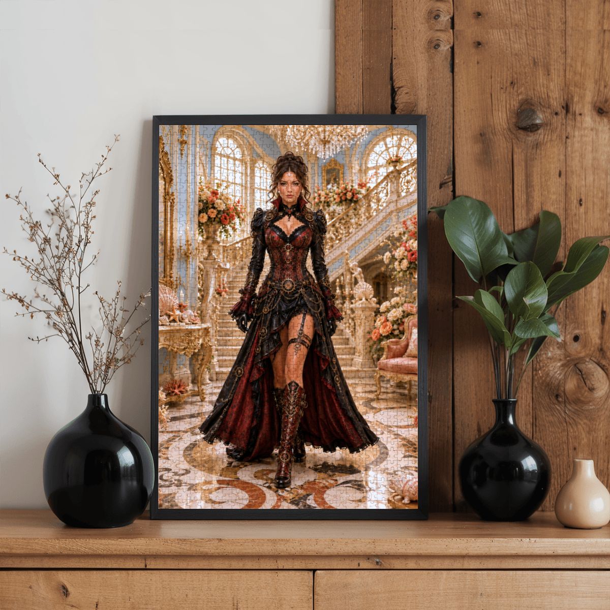 Wooden Jigsaw Puzzles 1000 pcs Steampunk Victorian Woman Dark Red