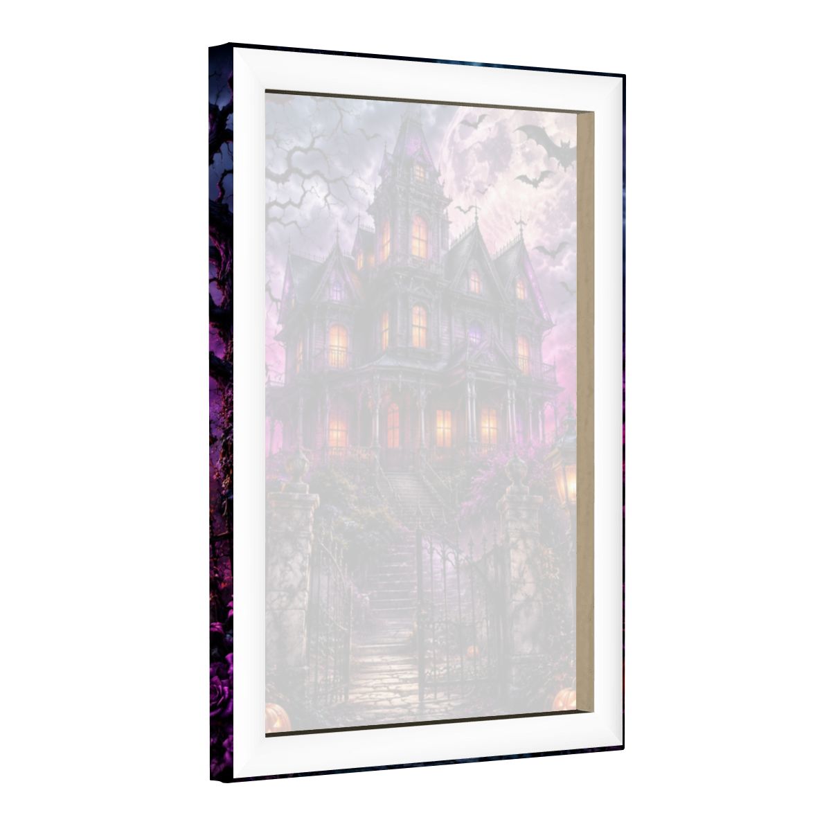 Framed Canvas Painting Halloween Haunted House (Made in USA)