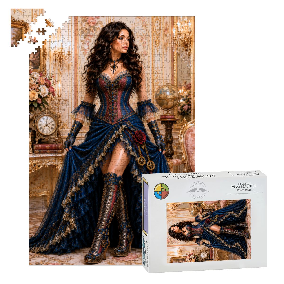 Wooden Jigsaw Puzzles 1000 pcs Steampunk Victorian Woman Red and Blue