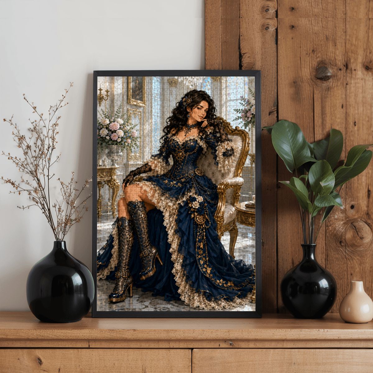 Wooden Jigsaw Puzzles 1000 pcs Steampunk Victorian Woman Dark Blue