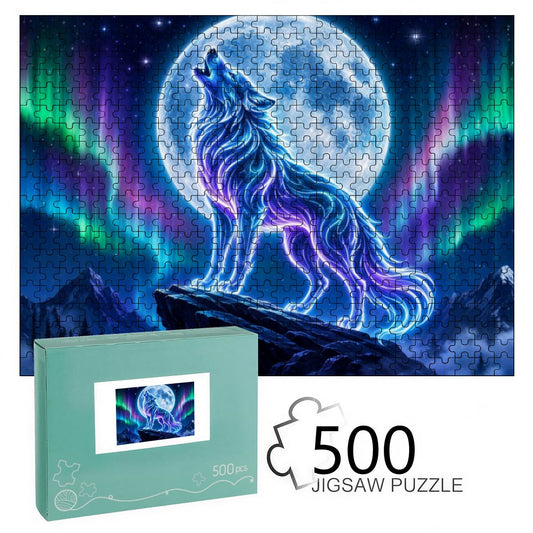 500pcs Wooden Jigsaw Puzzles  (Made in USA) Halloween Night Wolf