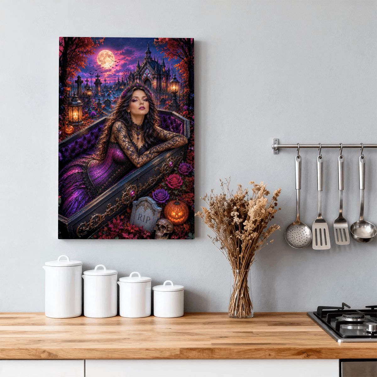 Framed Canvas Painting Graveyard (Made in USA)