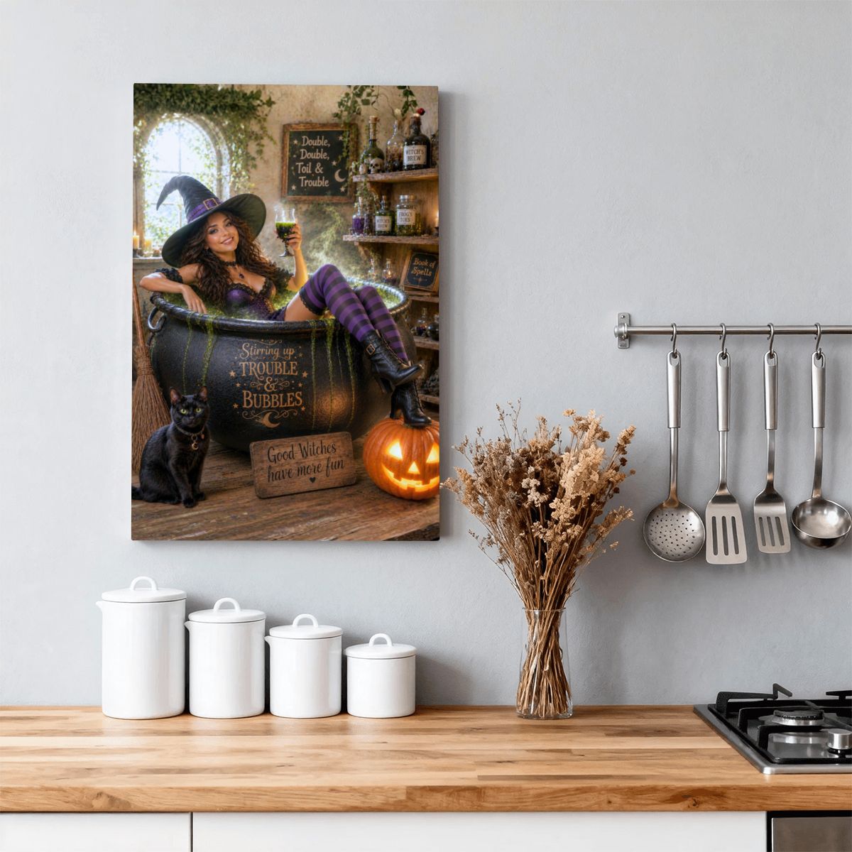 Framed Canvas Painting Bubble Bubble (Made in USA)