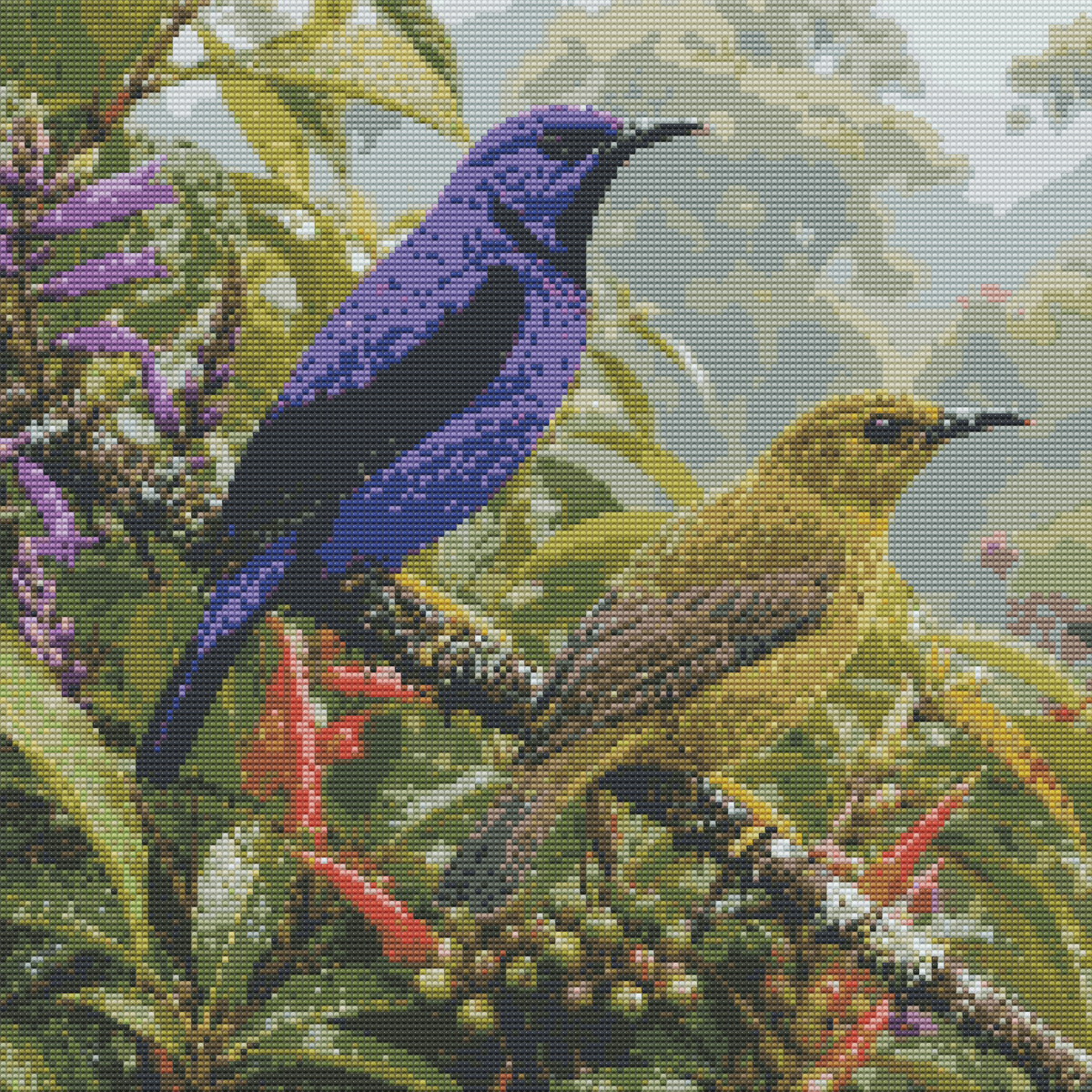 Diamond Painting Kit 20"x20" Purple Honeycreeper (Round)