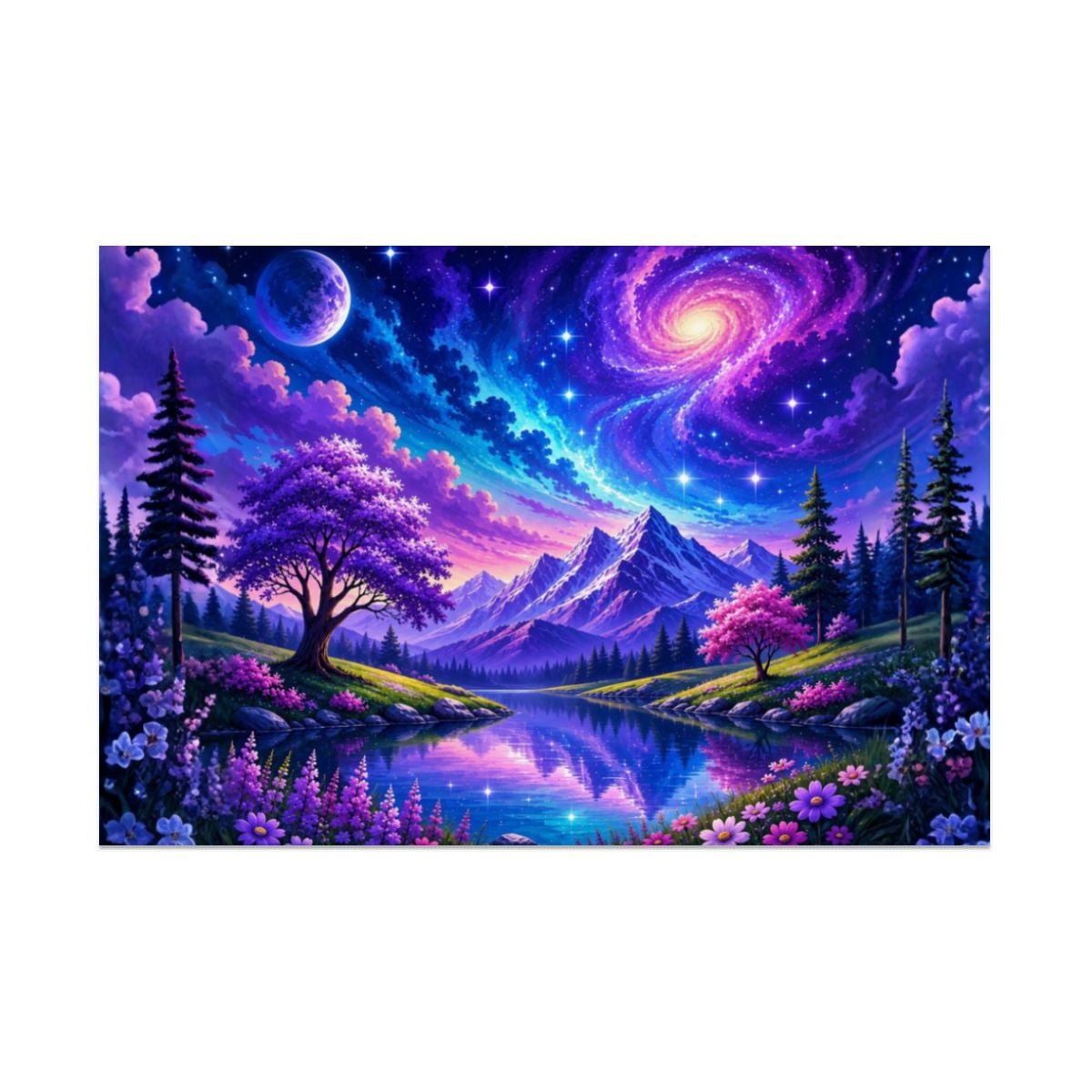 Framed Canvas Painting (Made in USA) Ethereal Night