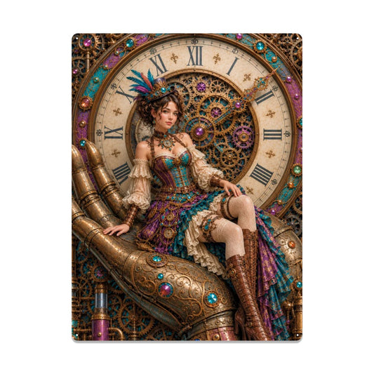 Tin Sign Metal Sign Steampunk Woman Hand and Clock