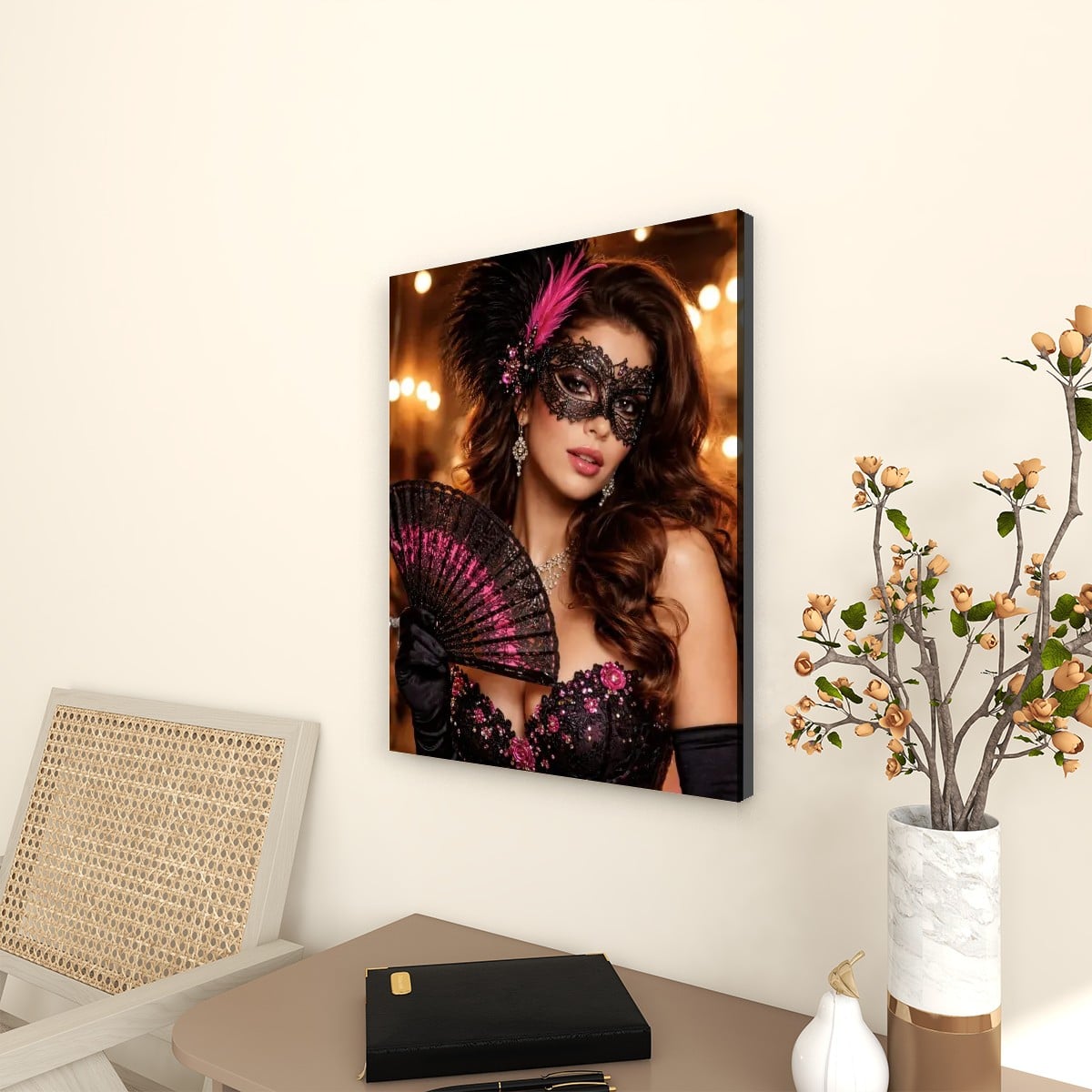 Canvas Prints Wall Art Steampunk Mask Pink