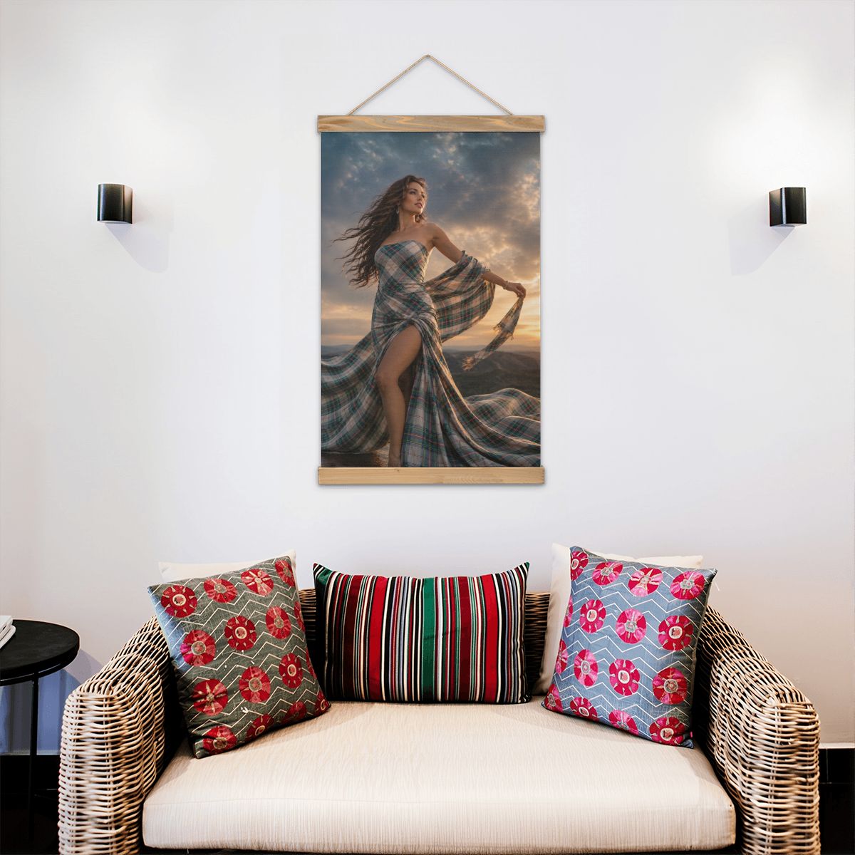 Linen Canvas Wall Art Clan Bruce Dress in the Wind