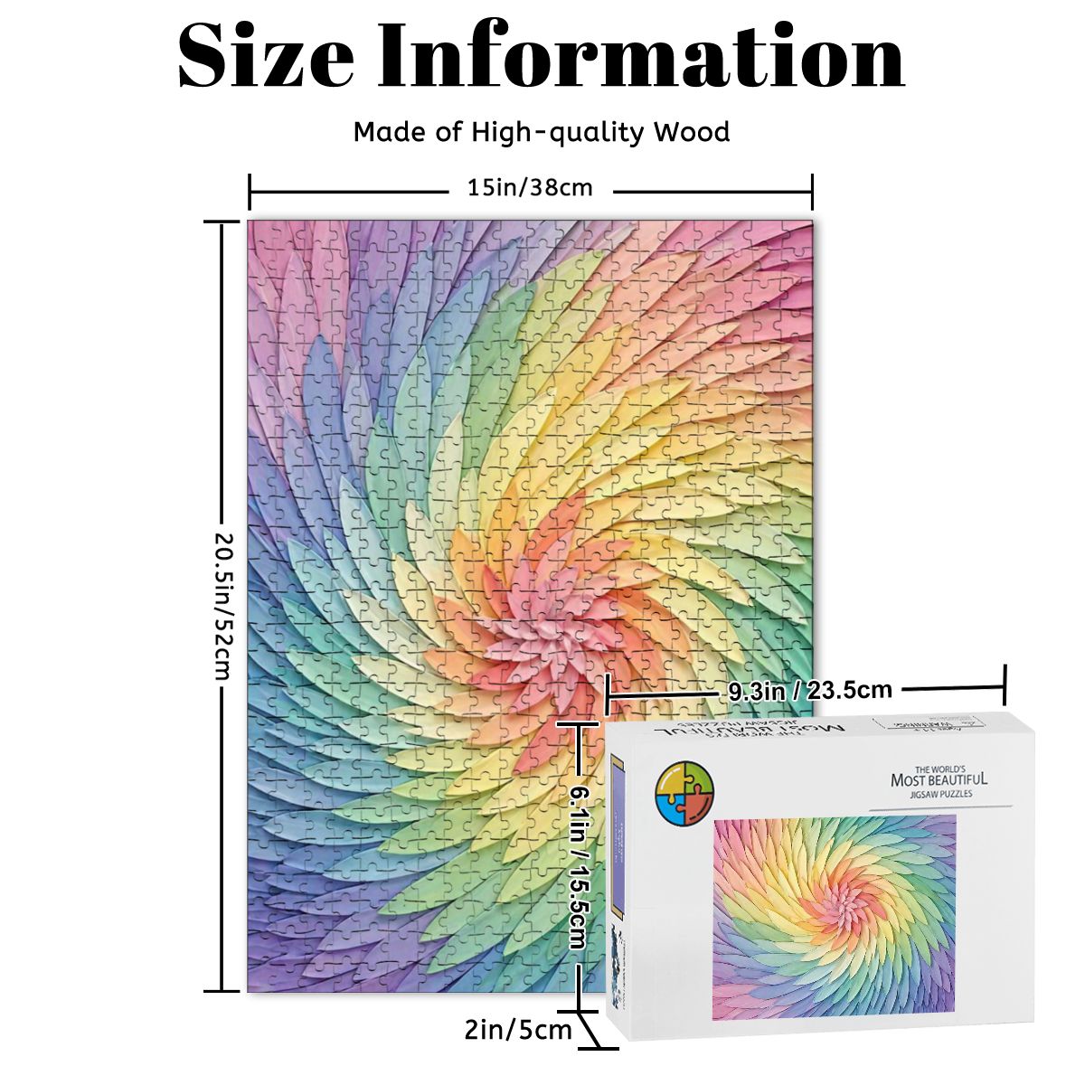 Wooden Jigsaw Puzzles 500 pcs Rainbow Spiral