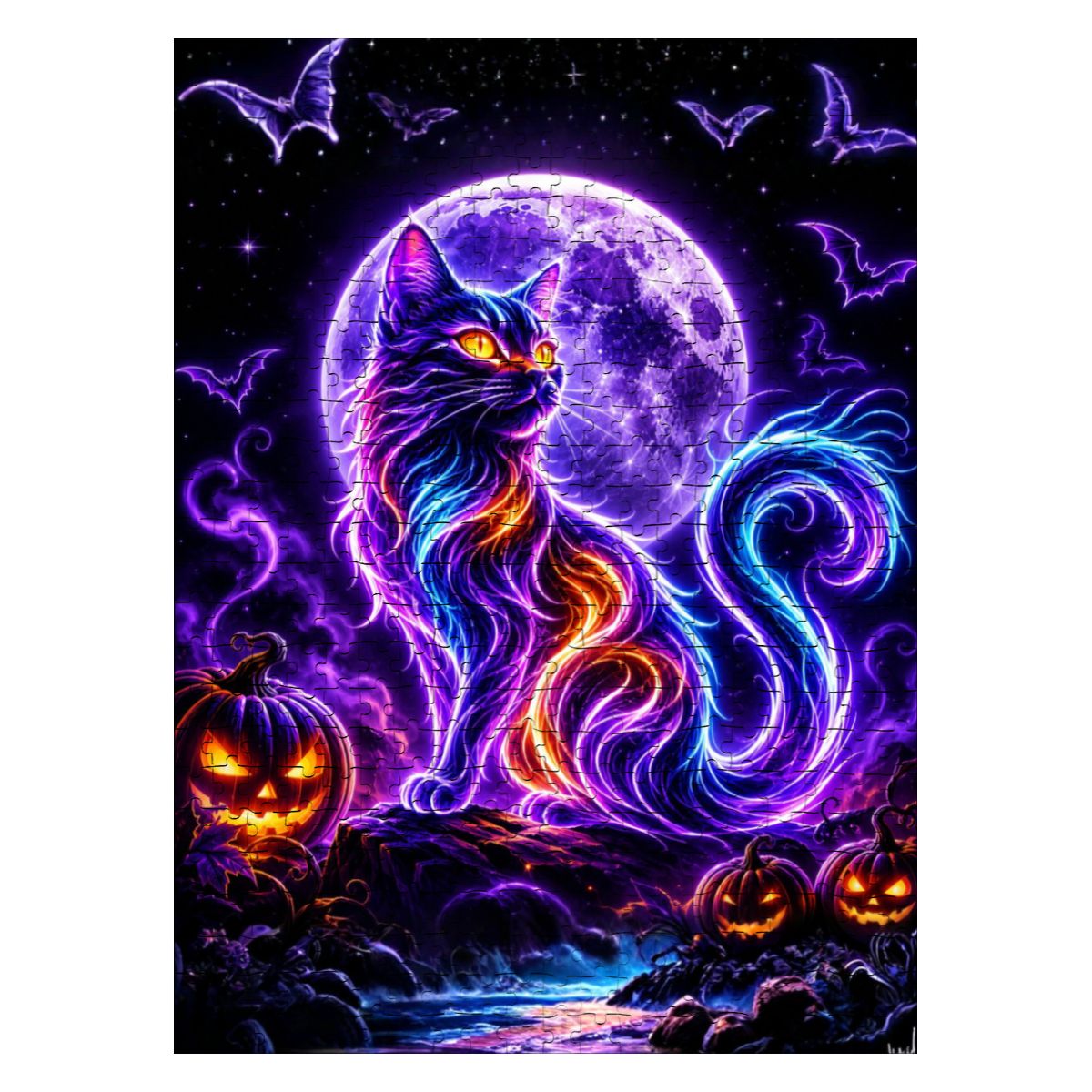 Wooden Jigsaw Puzzles 500 pcs  Halloween Cat