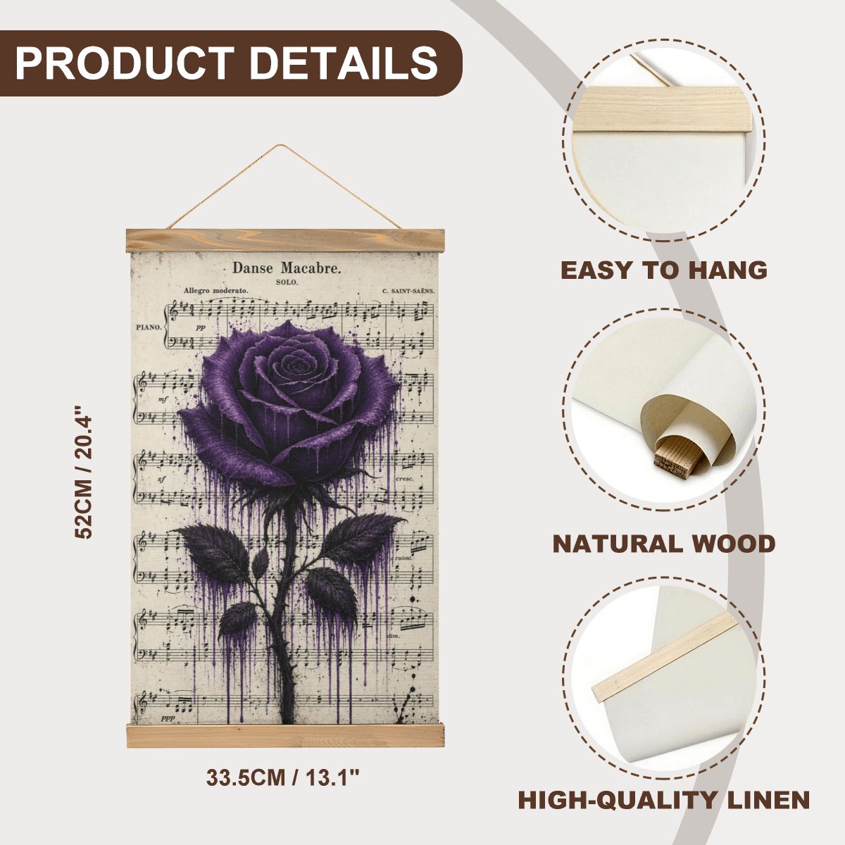 Linen Canvas Wall Art Rose Song
