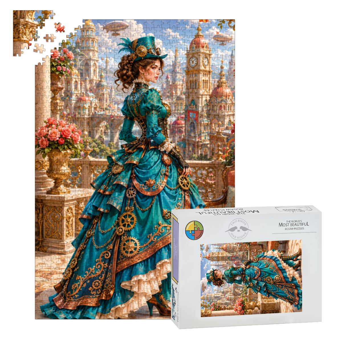 Wooden Jigsaw Puzzles 1000 pcs Steampunk Victorian Woman Teal