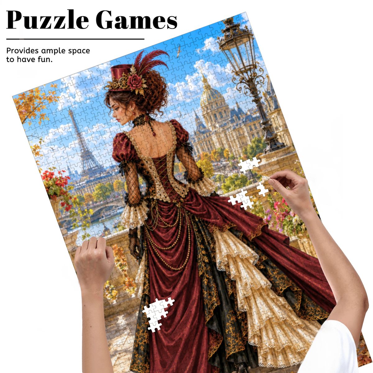 Wooden Jigsaw Puzzles 1000 pcs Steampunk Victorian Woman Maroon and Brown