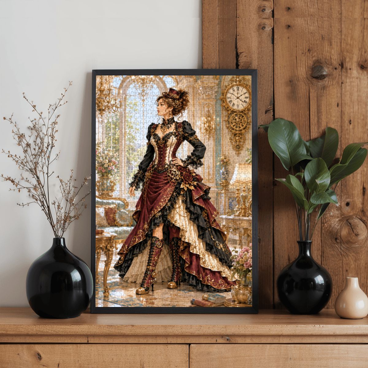 Wooden Jigsaw Puzzles 1000 pcs Steampunk Victorian Woman Fall Red