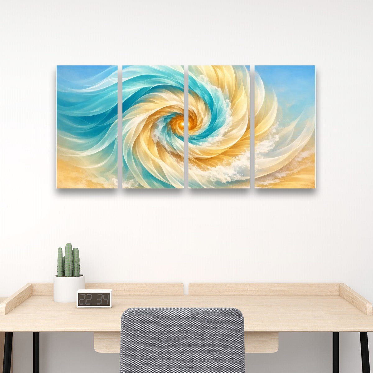 4 Panels Canvas Prints Wall Art Spinning Beach