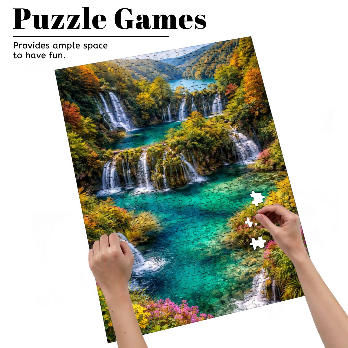 Wooden Jigsaw Puzzles 500 pcs Puzzle Plitvice Lakes waterfall Croatia