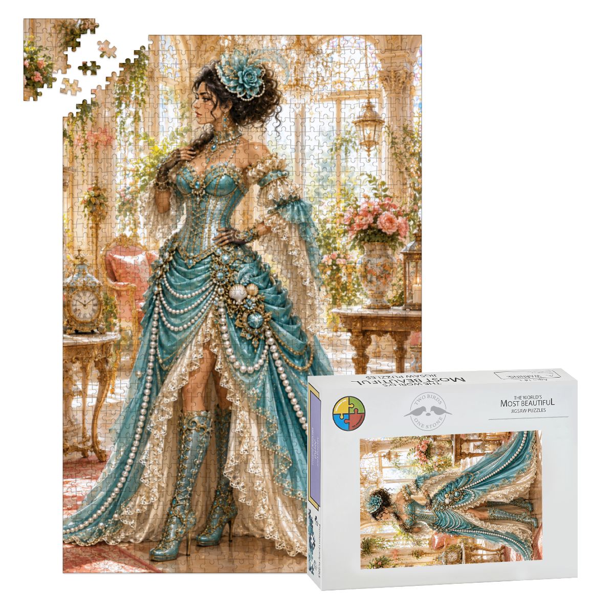 Wooden Jigsaw Puzzles 1000 pcs Steampunk Victorian Woman Aqua