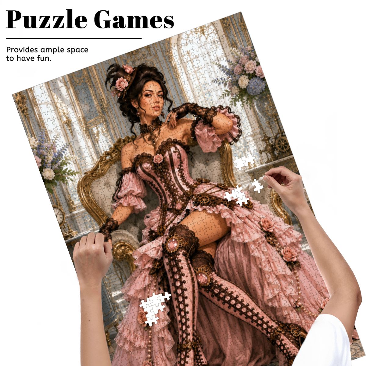 Wooden Jigsaw Puzzles 1000 pcs Steampunk Victorian Woman Pink and Brown