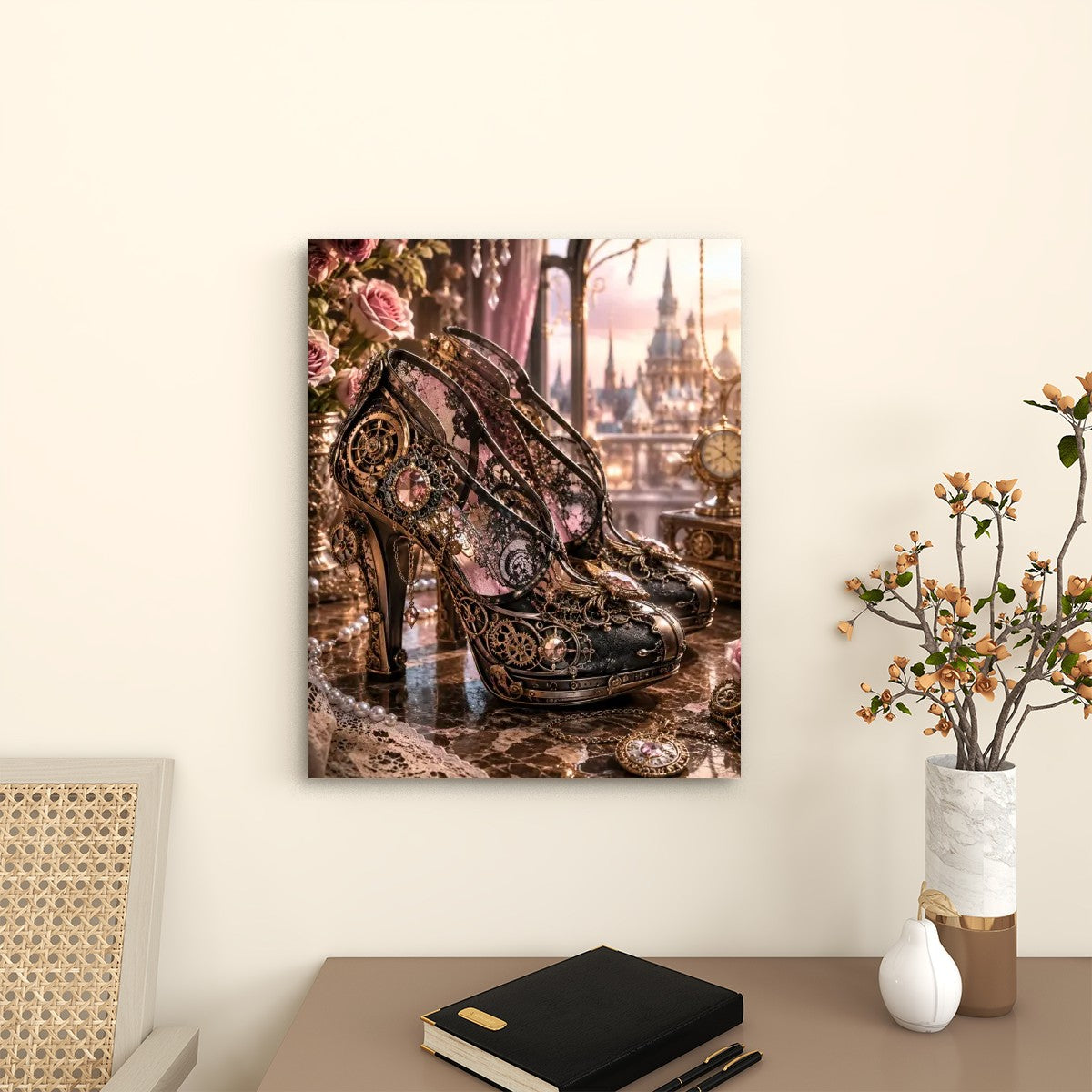 Canvas Prints Wall Art Steampunk Heel Brown and Pink