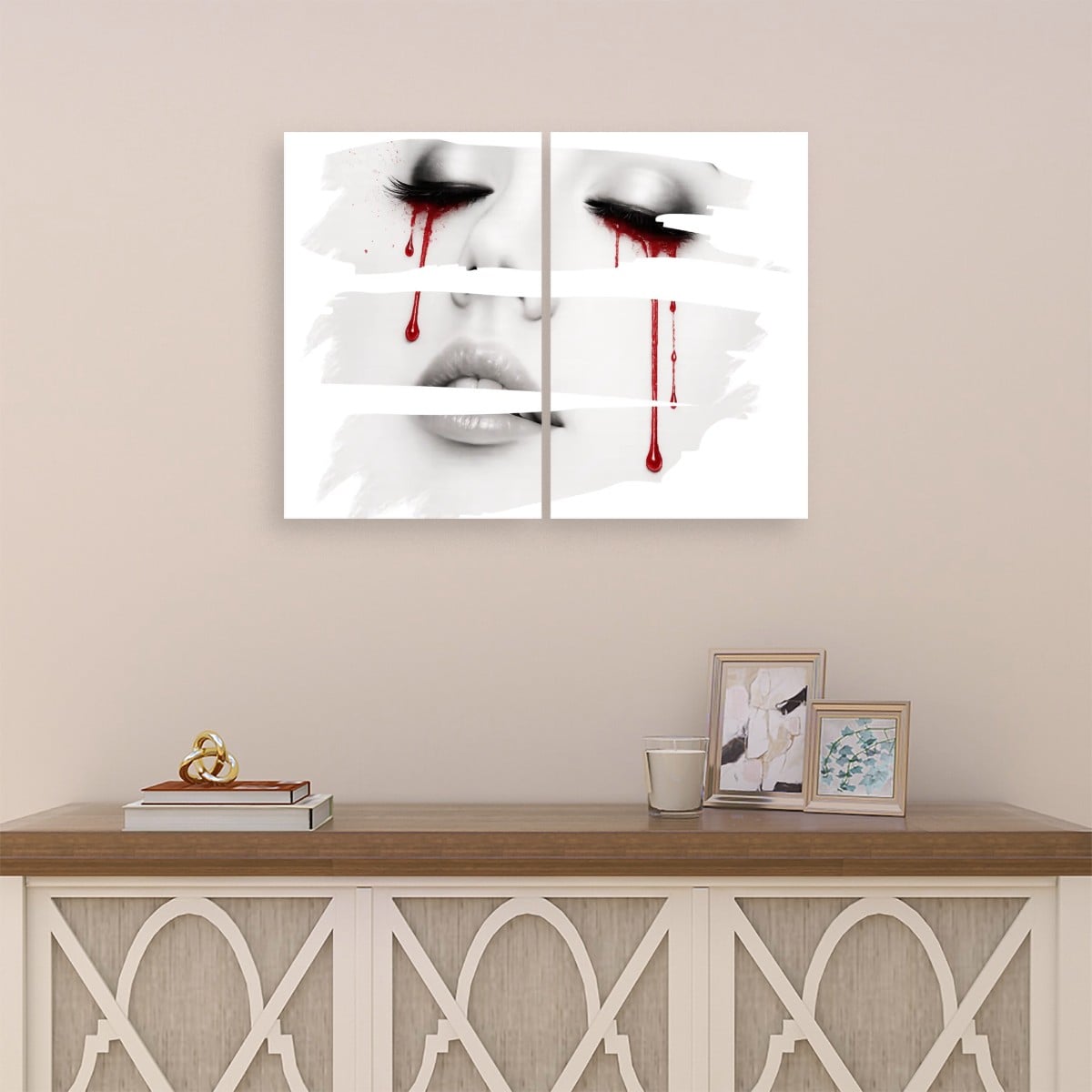 2 Panels Canvas Prints Wall Art Bleeding Heart (White Background)