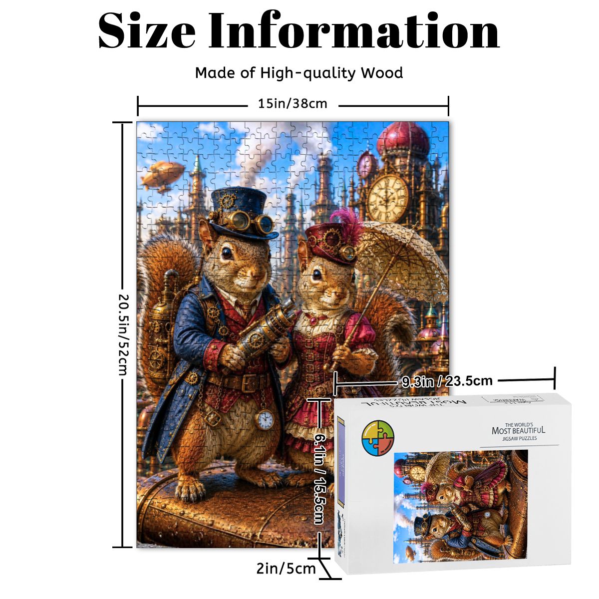 Wooden Jigsaw Puzzles 500 pcs Steampunk Animals-Squirrels