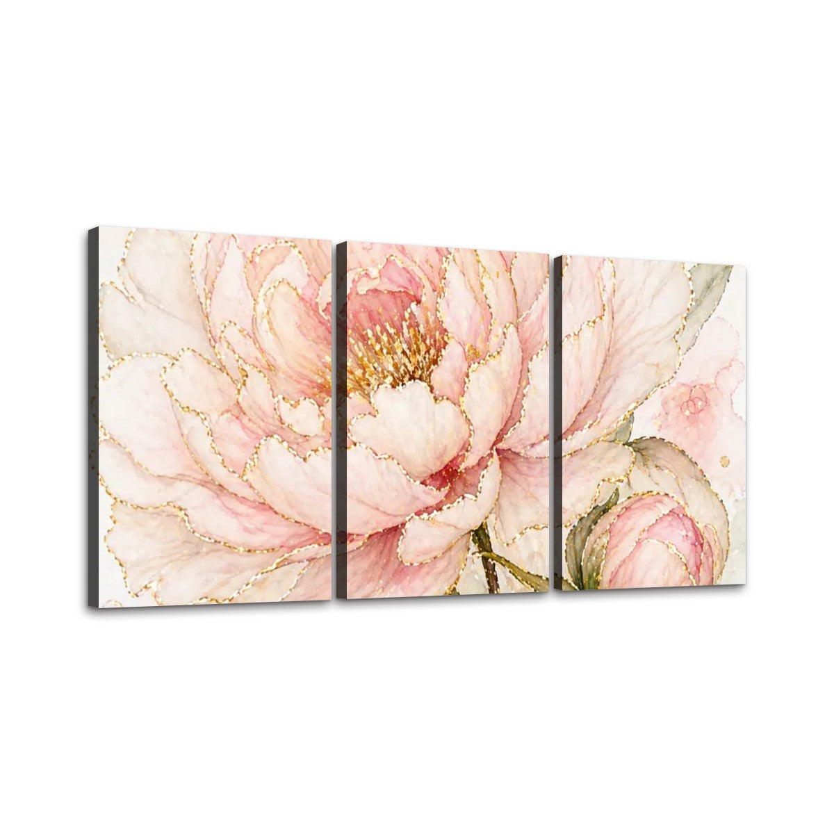 3 Panels Canvas Prints Wall Art Peach Flower