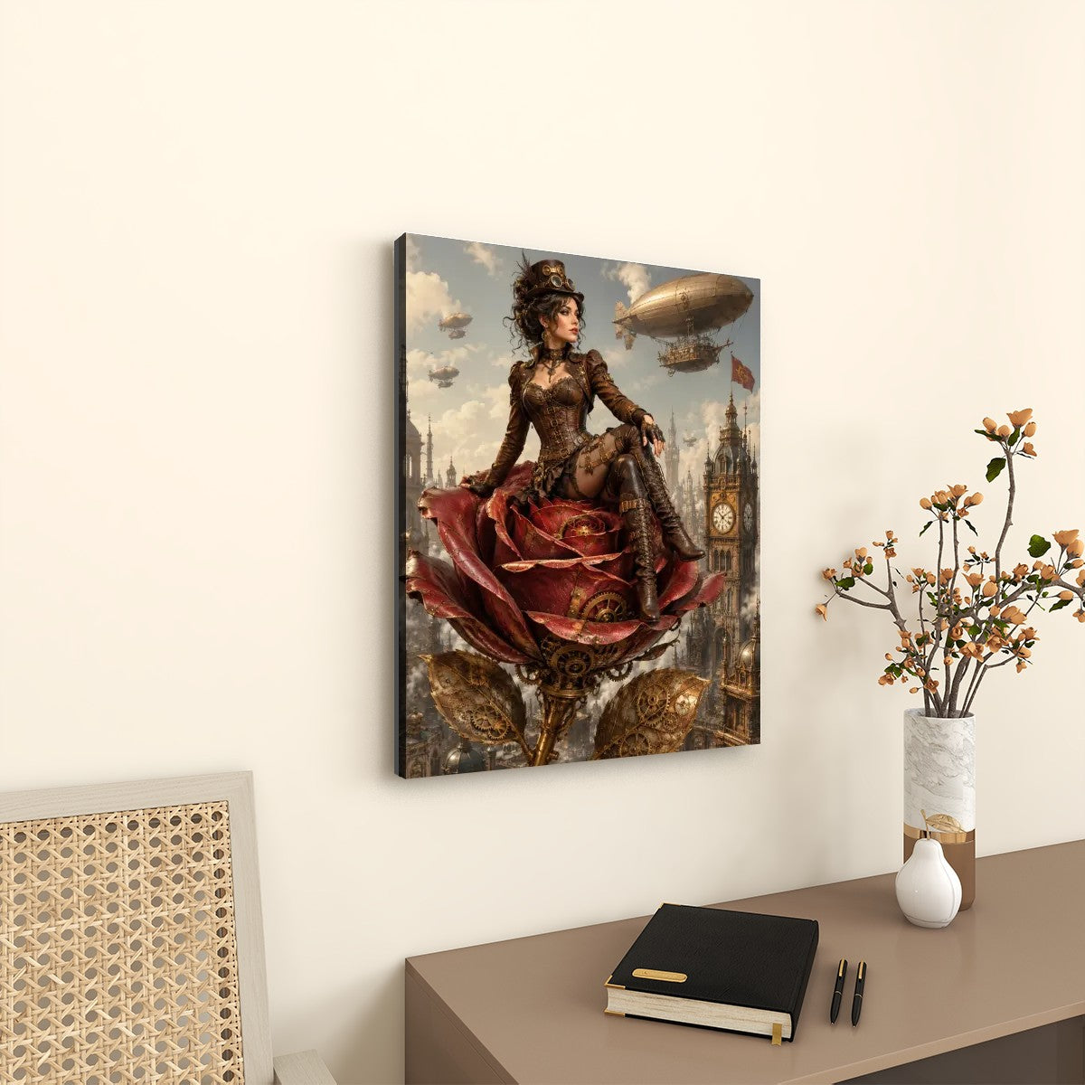 Canvas Prints Wall Art  Steampunk Rose Woman