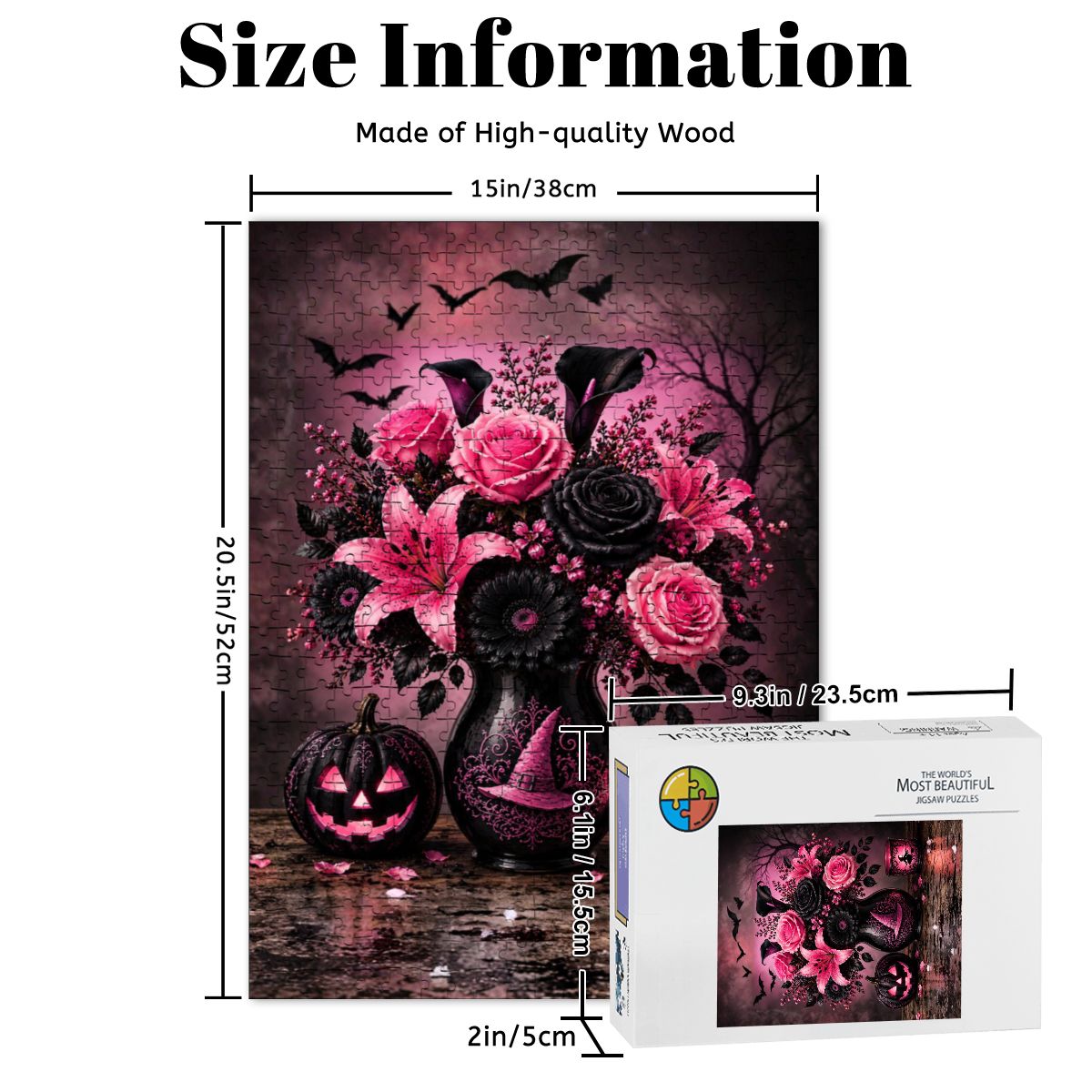 Wooden Jigsaw Puzzles 500 pcs Pink Halloween Flower Vase