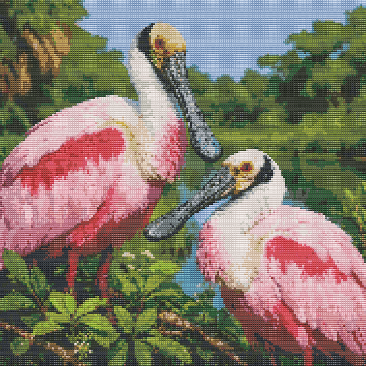 Diamond Painting Kit 20"x20" Roseate Spoonbill (Round Drills)