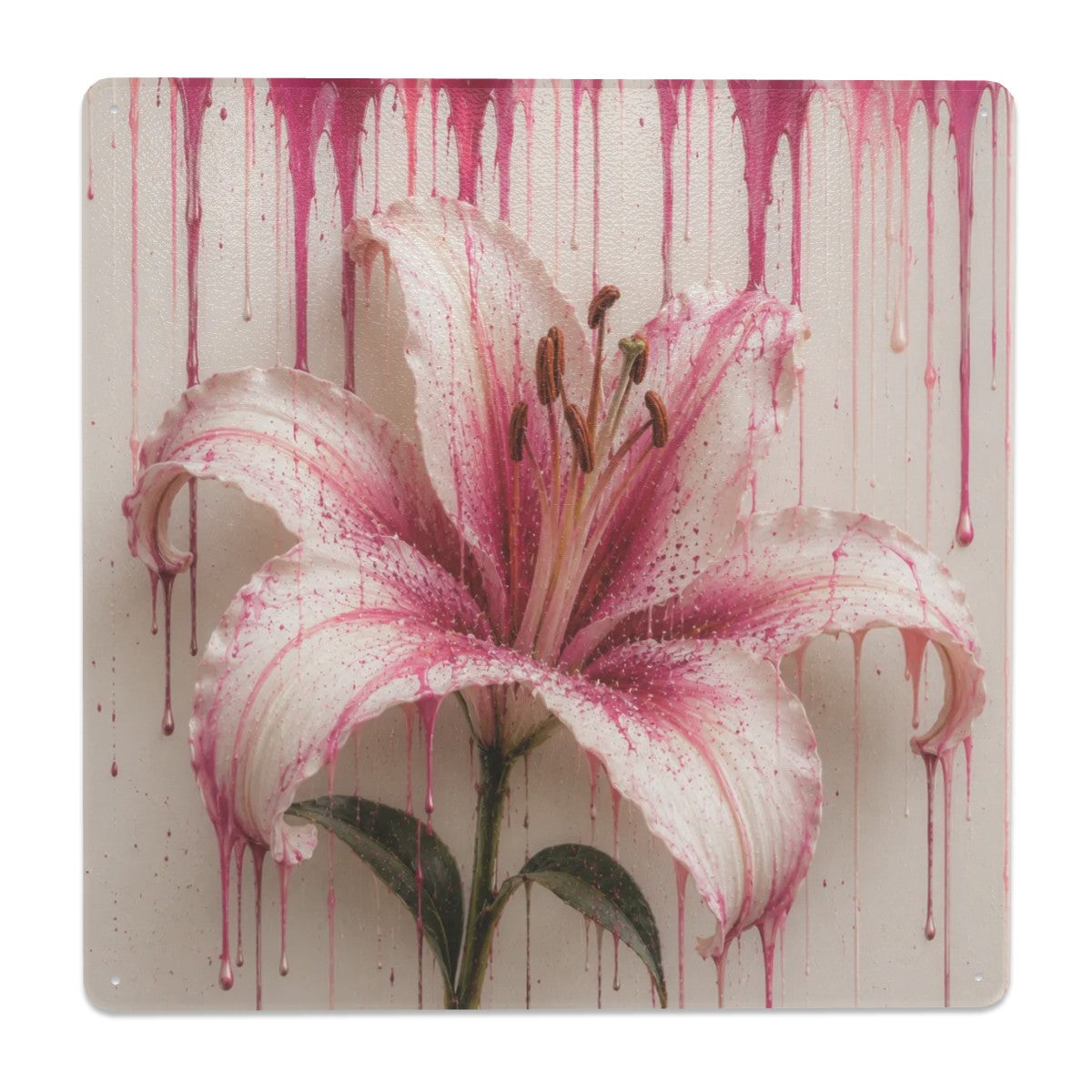 Tin Sign Square Metal Sign Lily Drip Art
