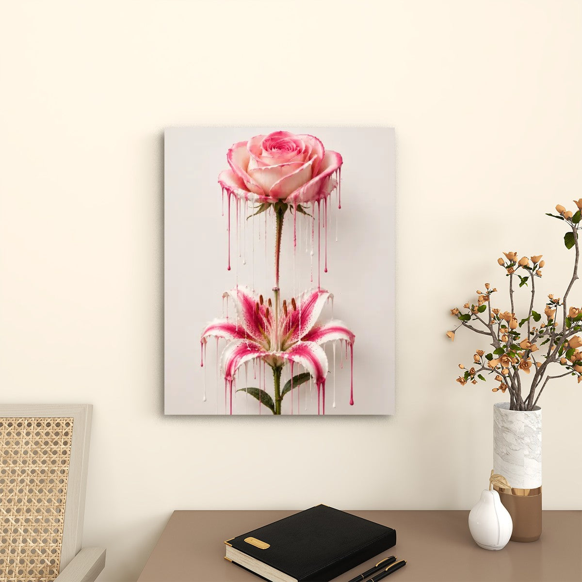 Canvas Prints Wall Art Dripping Flowers Art