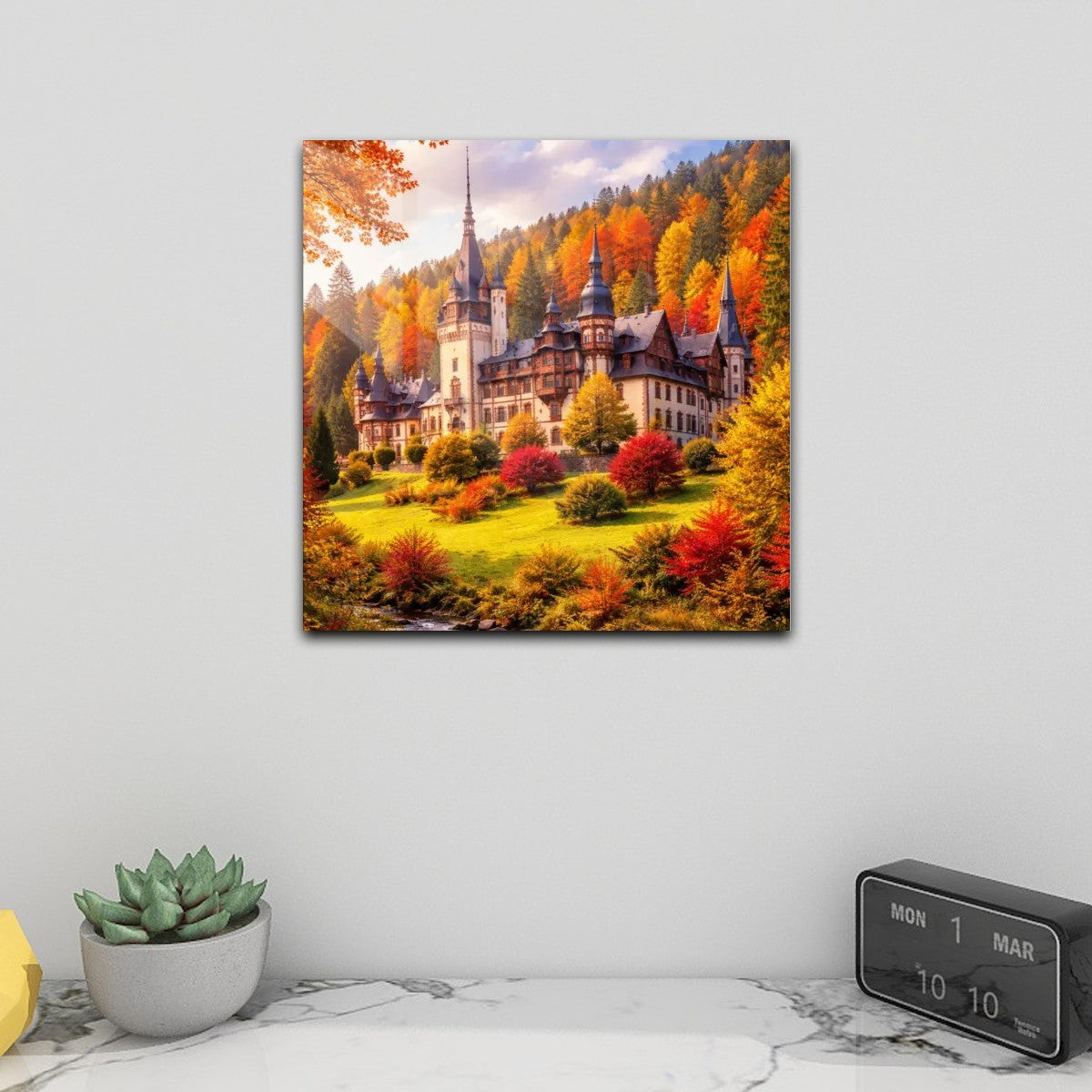Acrylic Wall Art Prints with Hook Peles Castle in the Fall