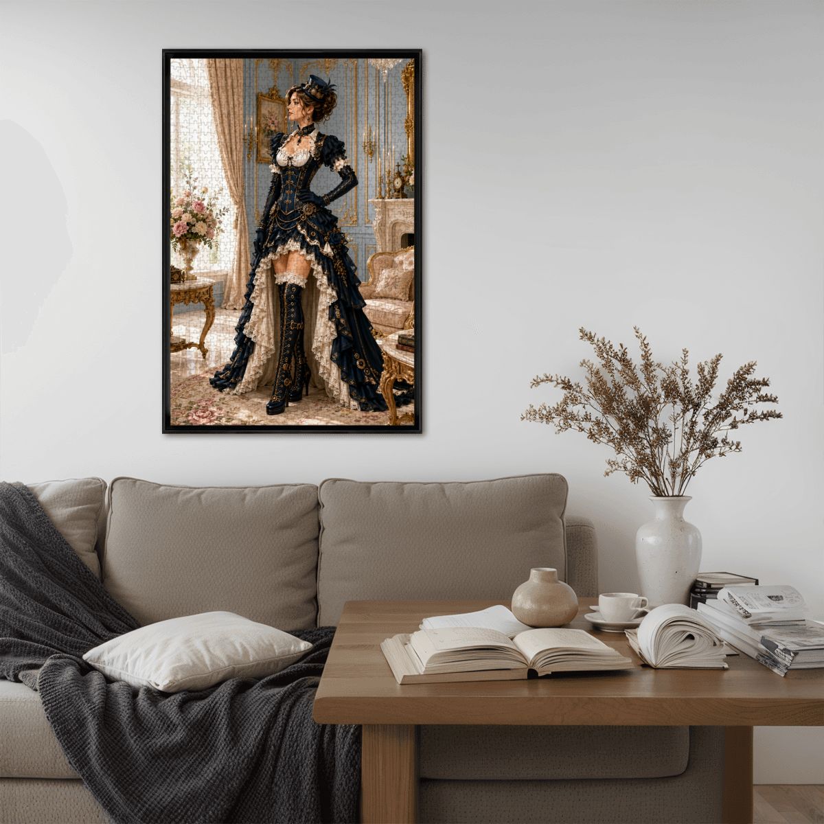 Wooden Jigsaw Puzzles 1000 pcs Steampunk Victorian Woman Black and White