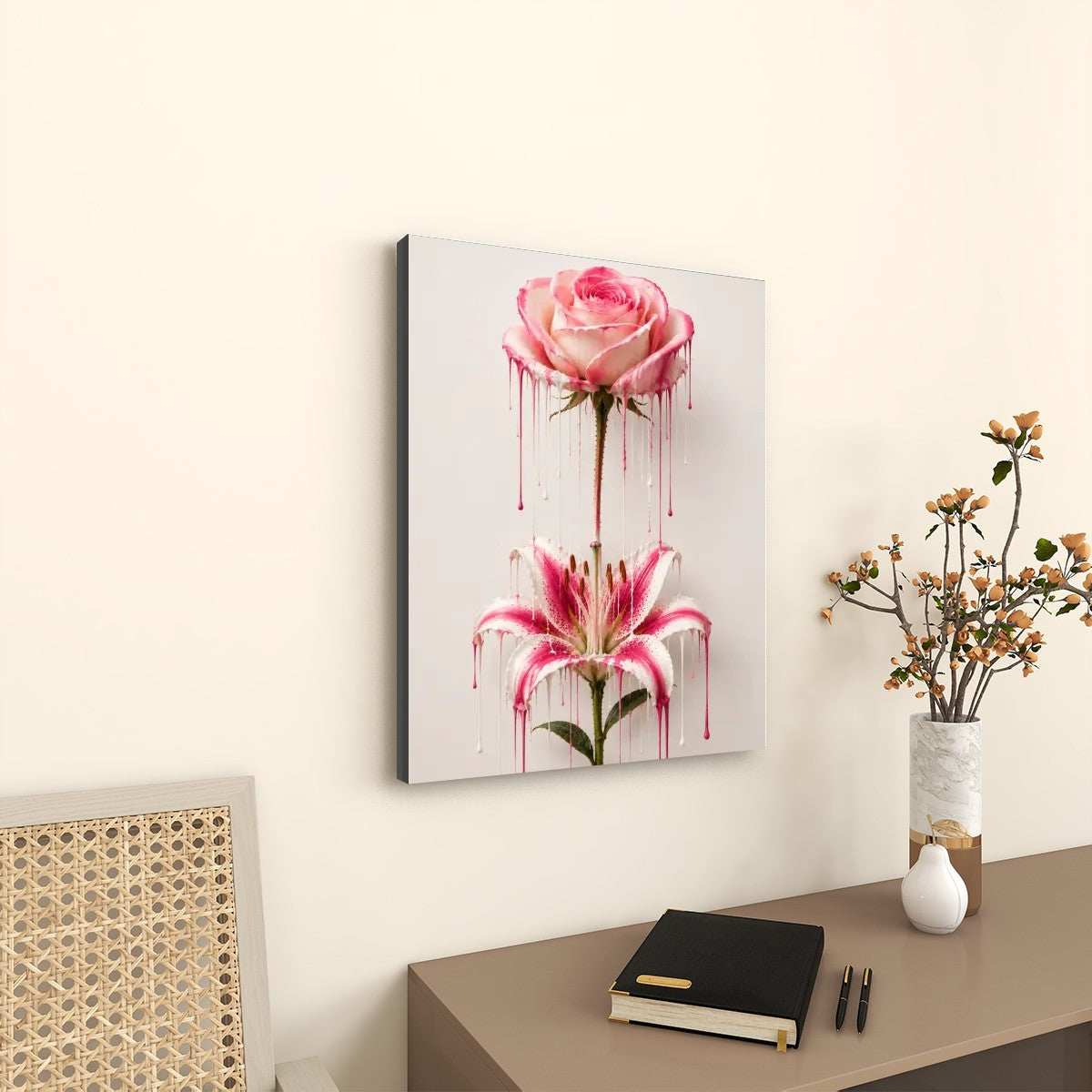 Canvas Prints Wall Art Dripping Flowers Art