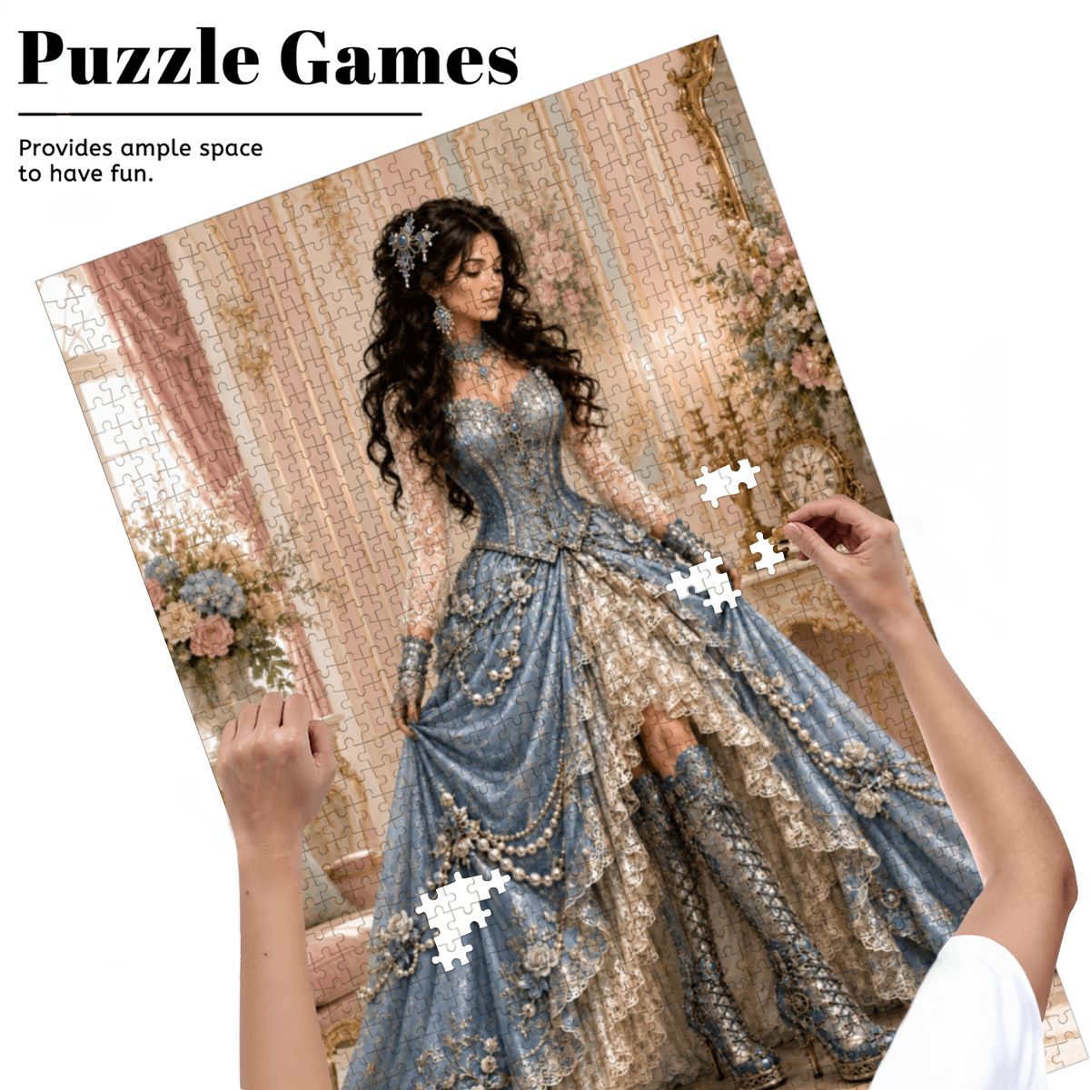 Wooden Jigsaw Puzzles 1000 pcs Steampunk Victorian Woman Light Blue