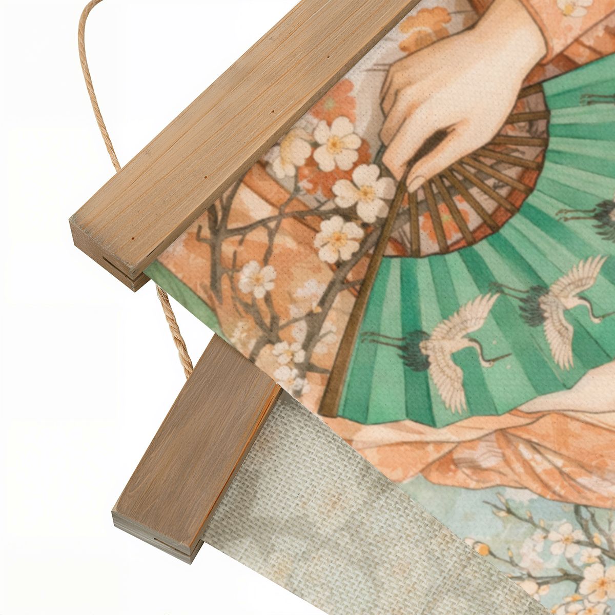 Linen Canvas Wall Art Geisha with Fan