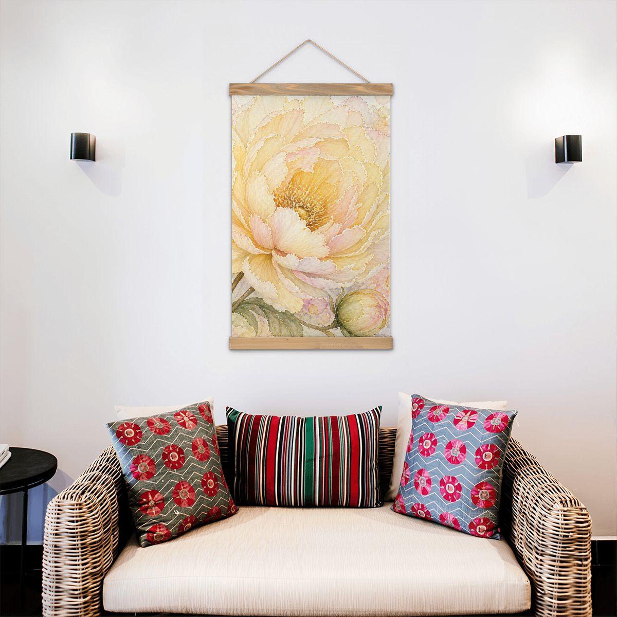 Linen Canvas Wall Art Yellow Flower