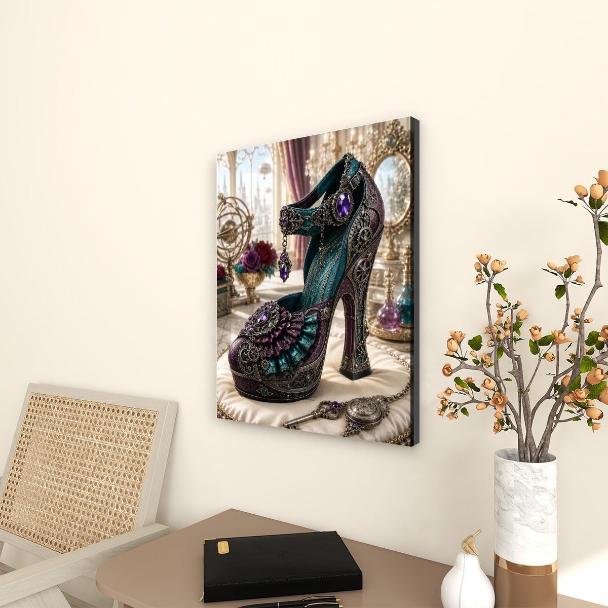 Canvas Prints Wall Art Steampunk Heel Teal and Violet