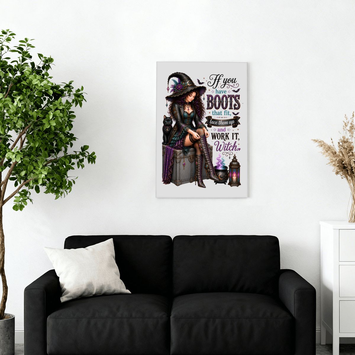 Framed Canvas Painting Work it Witch (Made in USA)