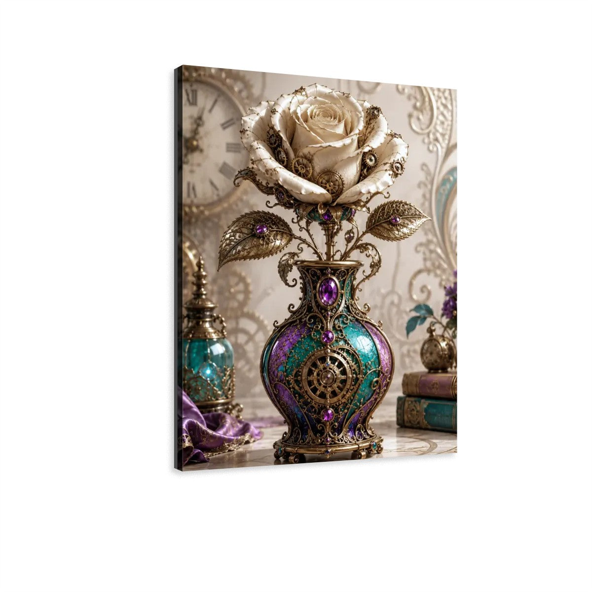 Canvas Prints Wall Art Steampunk Rose Vase