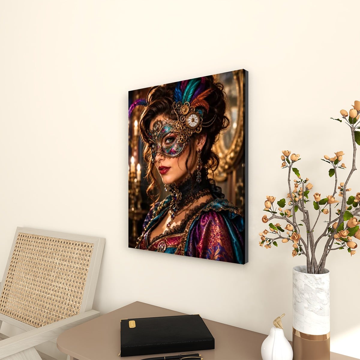 Canvas Prints Wall Art Steampunk Mask Rainbow