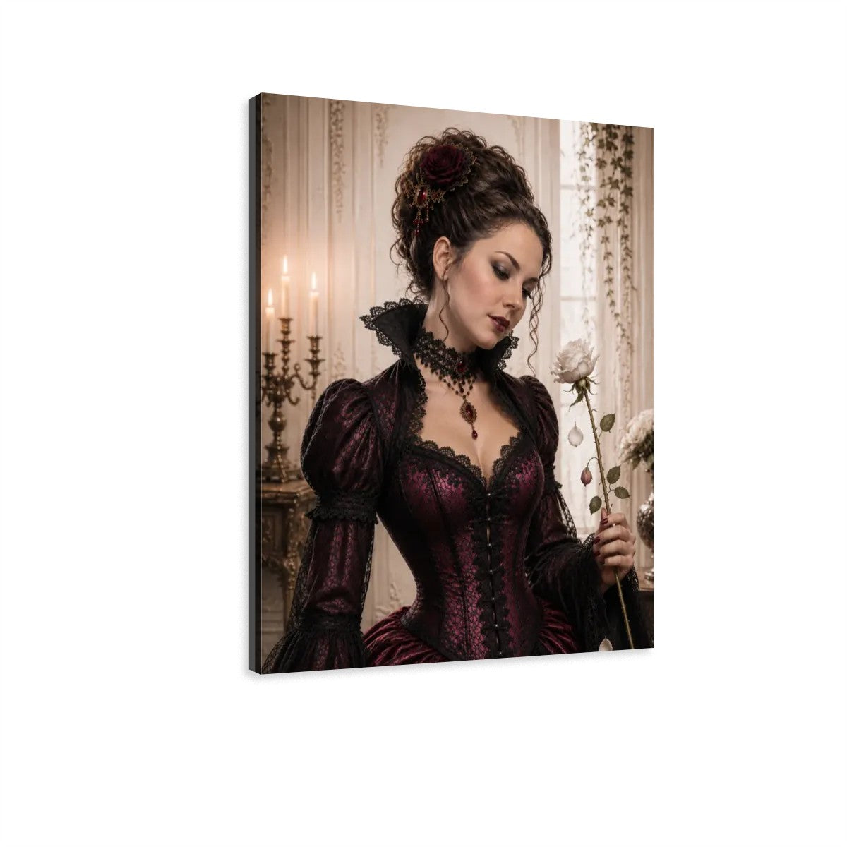 Canvas Prints Wall Art Gothic Victorian Woman Rose Halloween
