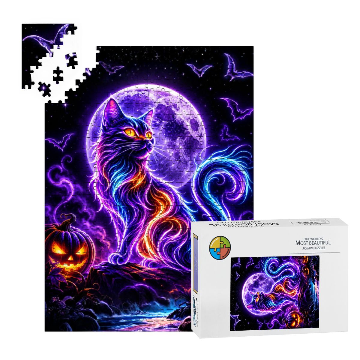Wooden Jigsaw Puzzles 500 pcs  Halloween Cat