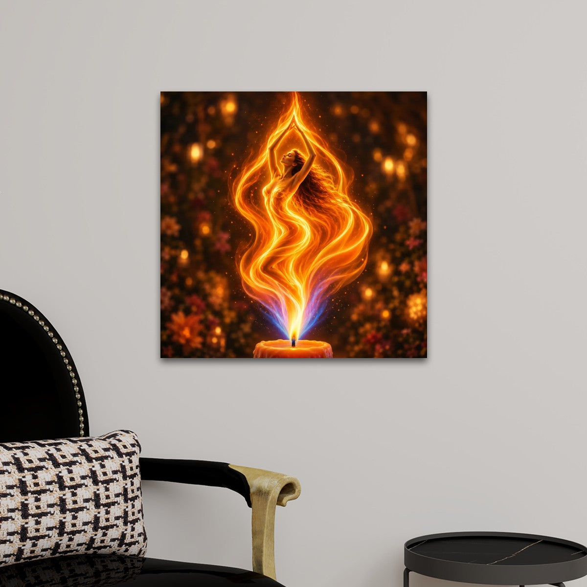 Square Canvas Prints Wall Art Element Fire