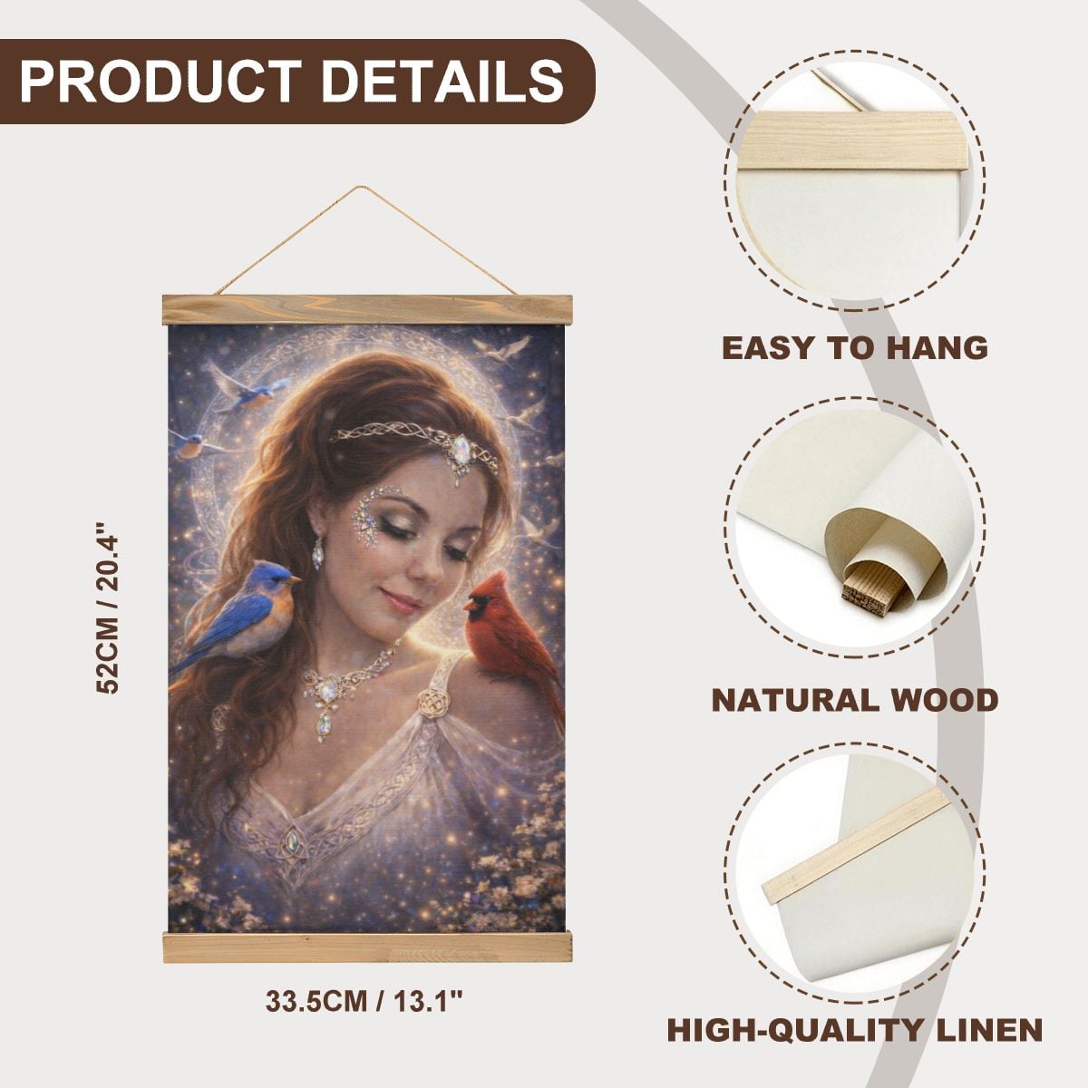 Linen Canvas Wall Art Love of Birds