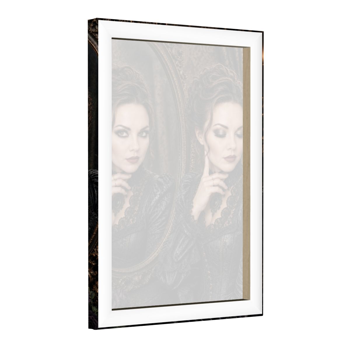 Framed Canvas Painting Halloween Gothic Woman in Mirror (Made in USA)