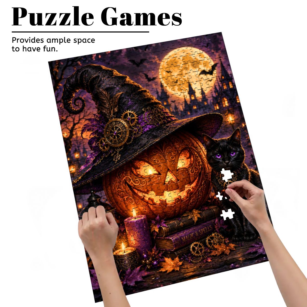 Wooden Jigsaw Puzzles 500 pcs Halloween Pumpkin
