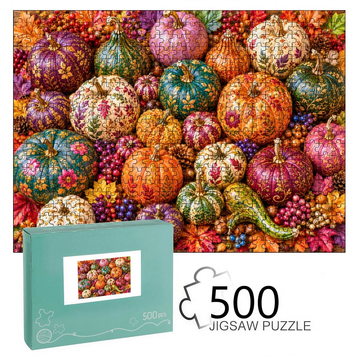 1000pcs Wooden Jigsaw Puzzles (Made in USA) Fall Pumpkins