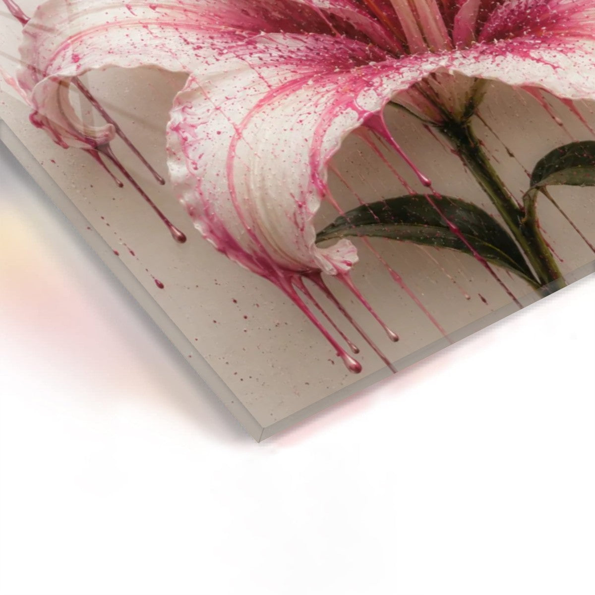 Square Acrylic Wall Art with Hook Lily Paint Drip